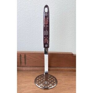 Vintage EKCO Flint Arrowhead - Potato Masher in Harvest Wheat Dark Brown